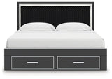 Zuraleus Black King Upholstered Panel Storage Bed by Ashley at Eve Furniture