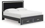 Zuraleus Black King Upholstered Panel Storage Bed by Ashley at Eve Furniture