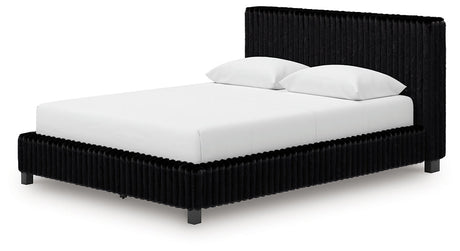 Zuraleus Black Queen Upholstered Bed by Ashley at Eve Furniture