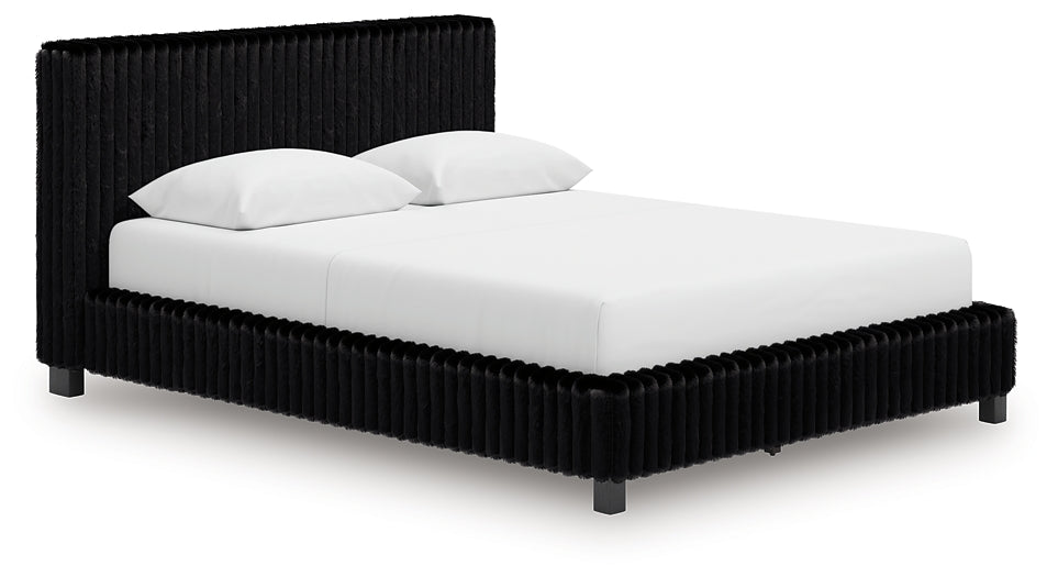 Zuraleus Black Queen Upholstered Bed by Ashley at Eve Furniture