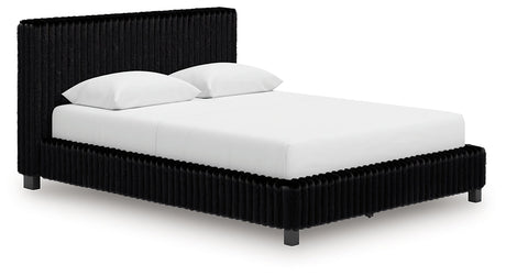 Zuraleus Black Queen Upholstered Bed by Ashley at Eve Furniture