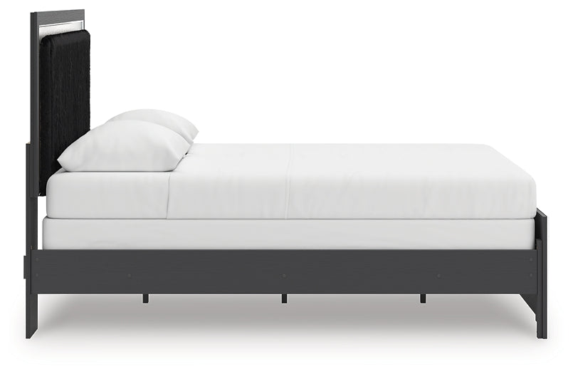 Zuraleus Black Queen Upholstered Panel Bed by Ashley at Eve Furniture