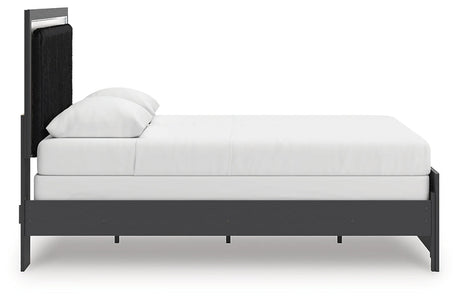 Zuraleus Black Queen Upholstered Panel Bed by Ashley at Eve Furniture