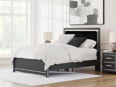 Zuraleus Black Queen Upholstered Panel Bed by Ashley at Eve Furniture