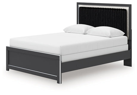 Zuraleus Black Queen Upholstered Panel Bed by Ashley at Eve Furniture