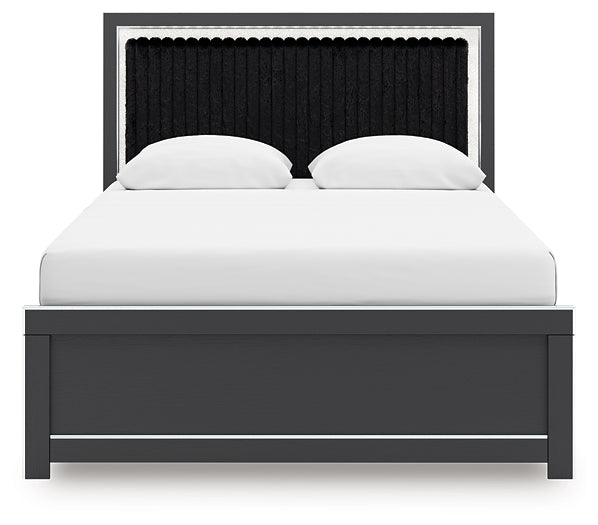 Zuraleus Black Queen Upholstered Panel Bed by Ashley at Eve Furniture