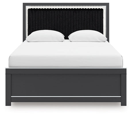 Zuraleus Black Queen Upholstered Panel Bed by Ashley at Eve Furniture