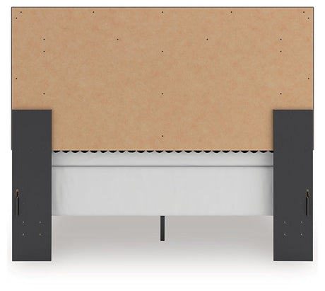 Zuraleus Black Queen Upholstered Panel Bed by Ashley at Eve Furniture