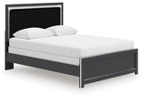 Zuraleus Black Queen Upholstered Panel Bed by Ashley at Eve Furniture
