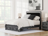 Zuraleus Black Queen Upholstered Panel Storage Bed by Ashley at Eve Furniture