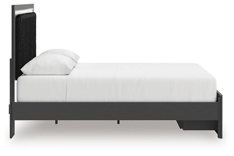 Zuraleus Black Queen Upholstered Panel Storage Bed by Ashley at Eve Furniture