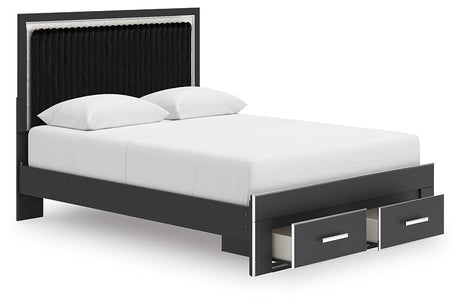 Zuraleus Black Queen Upholstered Panel Storage Bed by Ashley at Eve Furniture