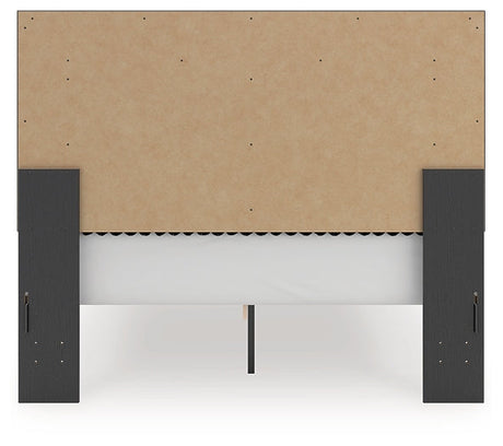 Zuraleus Black Queen Upholstered Panel Storage Bed by Ashley at Eve Furniture