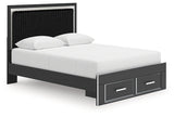 Zuraleus Black Queen Upholstered Panel Storage Bed by Ashley at Eve Furniture