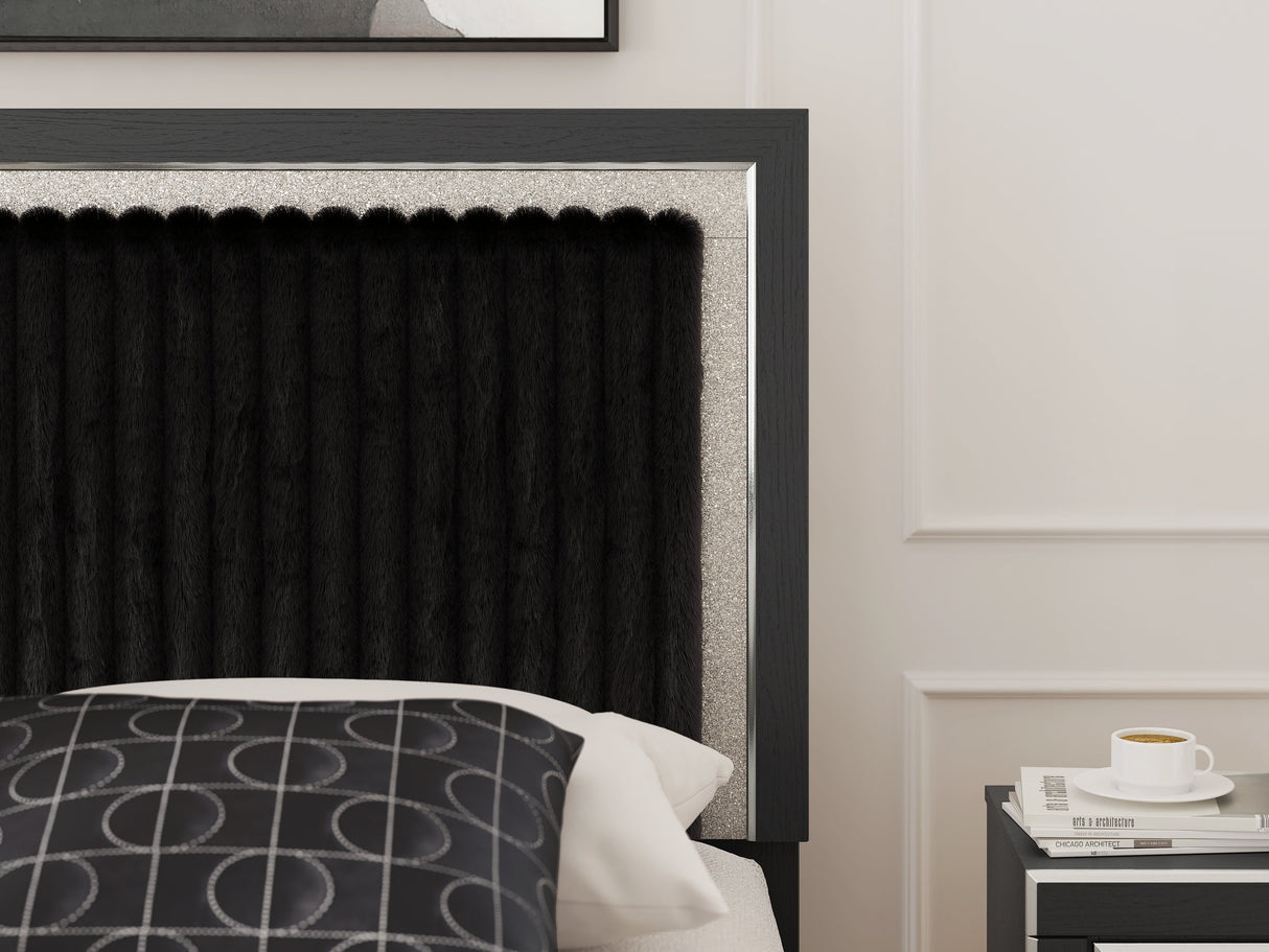 Zuraleus Black Upholstered Panel Bedroom Set by Ashley at Eve Furniture