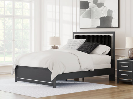 Zuraleus Black Upholstered Panel Bedroom Set by Ashley at Eve Furniture