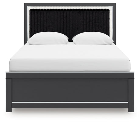 Zuraleus Black Upholstered Panel Bedroom Set by Ashley at Eve Furniture
