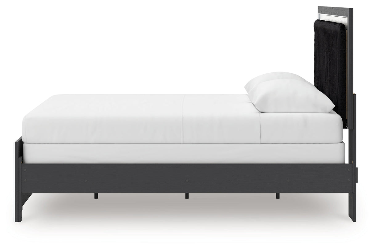 Zuraleus Black Upholstered Panel Bedroom Set by Ashley at Eve Furniture