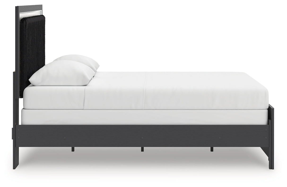 Zuraleus Black Upholstered Panel Bedroom Set by Ashley at Eve Furniture
