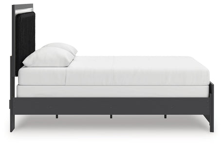 Zuraleus Black Upholstered Panel Bedroom Set by Ashley at Eve Furniture