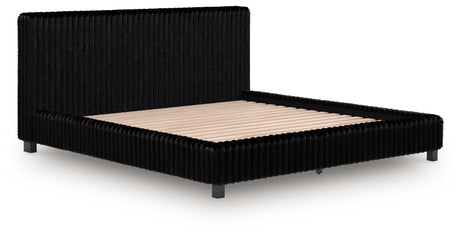 Zuraleus Black Upholstered Platform Bedroom Set by Ashley at Eve Furniture