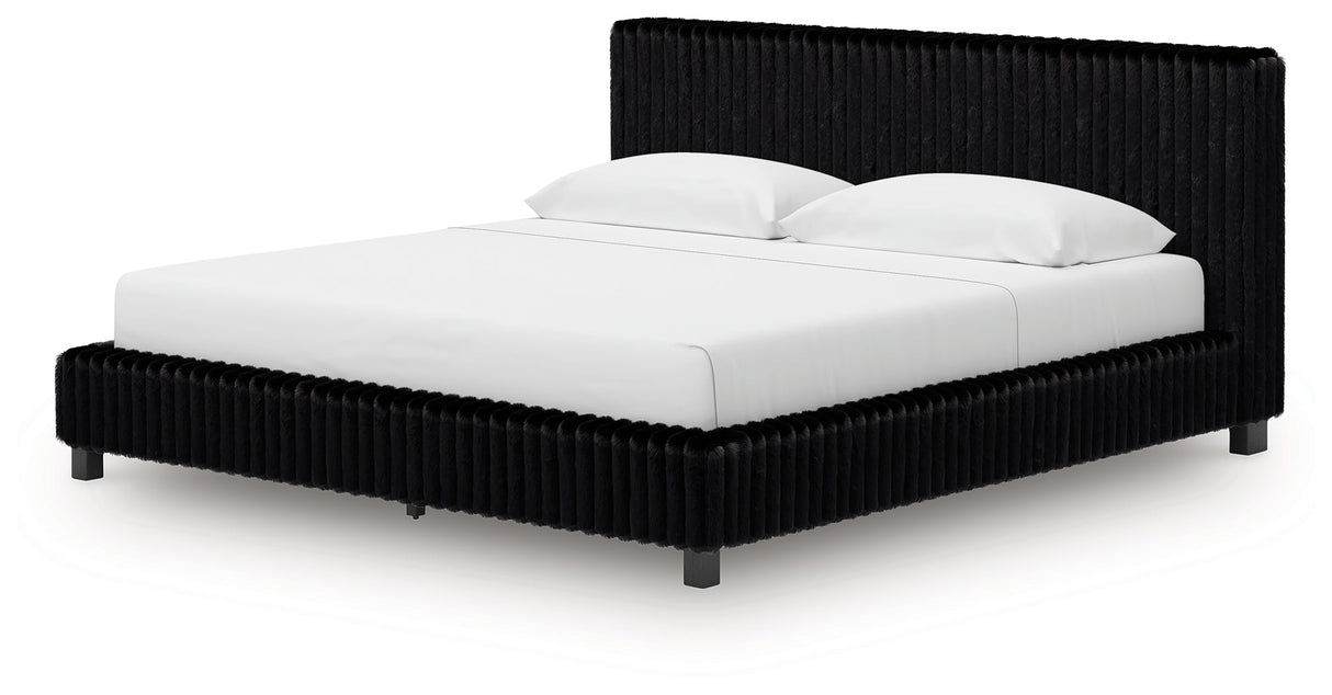 Zuraleus Black Upholstered Platform Bedroom Set by Ashley at Eve Furniture