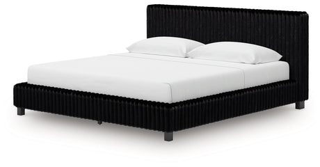 Zuraleus Black Upholstered Platform Bedroom Set by Ashley at Eve Furniture