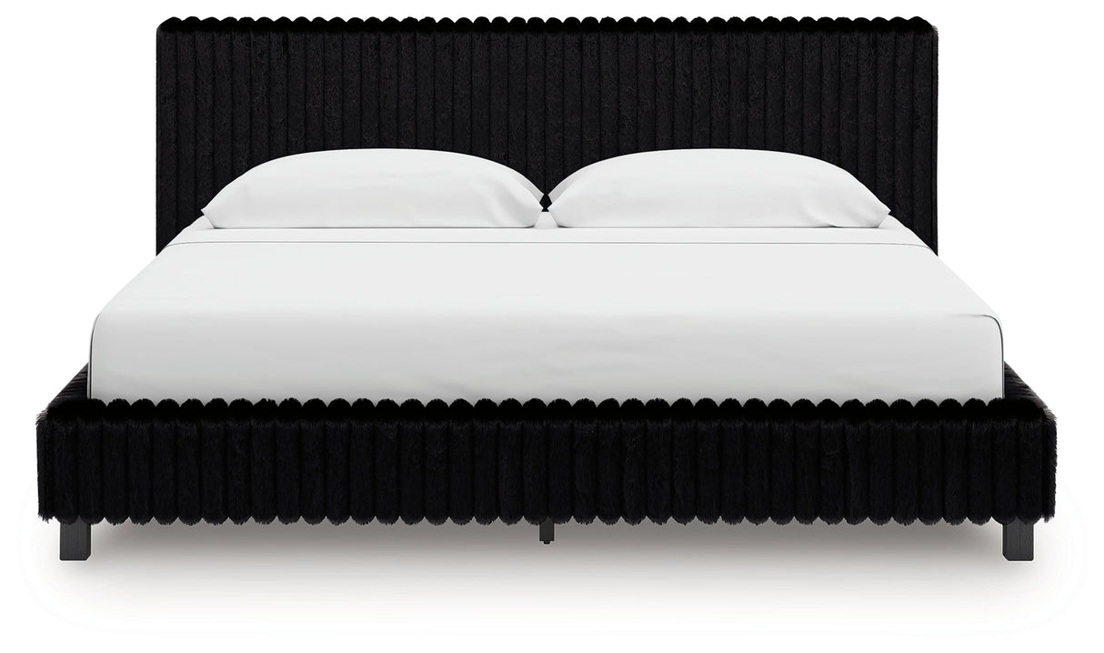 Zuraleus Black Upholstered Platform Bedroom Set by Ashley at Eve Furniture