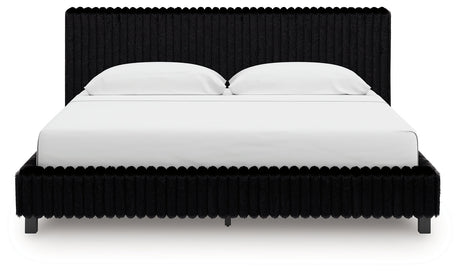 Zuraleus Black Upholstered Platform Bedroom Set by Ashley at Eve Furniture