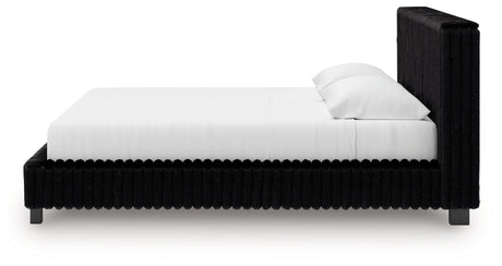 Zuraleus Black Upholstered Platform Bedroom Set by Ashley at Eve Furniture