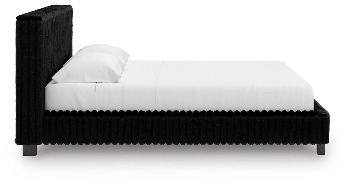 Zuraleus Black Upholstered Platform Bedroom Set by Ashley at Eve Furniture