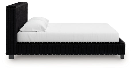 Zuraleus Black Upholstered Platform Bedroom Set by Ashley at Eve Furniture