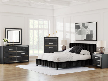 Zuraleus Black Upholstered Platform Bedroom Set by Ashley at Eve Furniture