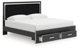 Zuraleus Black Upholstered Storage Panel Bedroom Set with 2 Footboard Drawers by Ashley at Eve Furniture