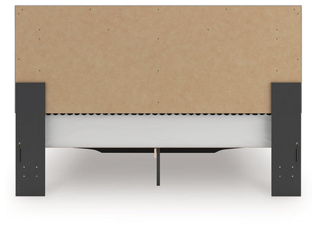 Zuraleus Black Upholstered Storage Panel Bedroom Set with 2 Footboard Drawers by Ashley at Eve Furniture