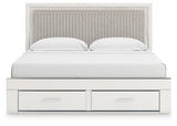 Zuraleus White King Upholstered Panel Storage Bed by Ashley at Eve Furniture
