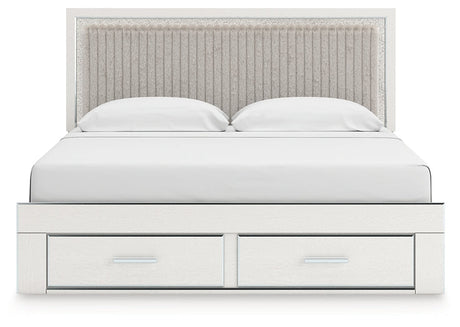 Zuraleus White King Upholstered Panel Storage Bed by Ashley at Eve Furniture