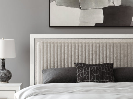 Zuraleus White King Upholstered Panel Storage Bed by Ashley at Eve Furniture