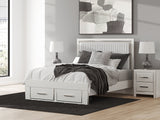 Zuraleus White Queen Upholstered Panel Storage Bed by Ashley at Eve Furniture