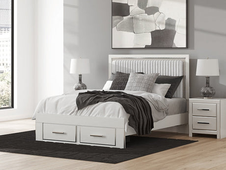 Zuraleus White Queen Upholstered Panel Storage Bed by Ashley at Eve Furniture
