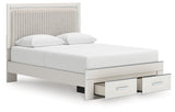 Zuraleus White Queen Upholstered Panel Storage Bed by Ashley at Eve Furniture
