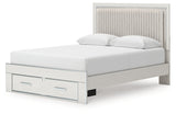 Zuraleus White Queen Upholstered Panel Storage Bed by Ashley at Eve Furniture