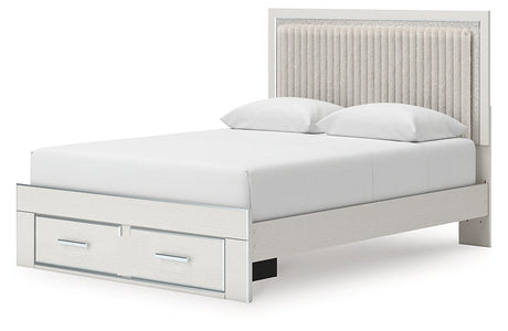 Zuraleus White Queen Upholstered Panel Storage Bed by Ashley at Eve Furniture