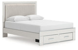 Zuraleus White Queen Upholstered Panel Storage Bed by Ashley at Eve Furniture