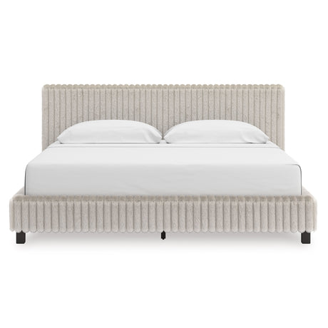 Zuraleus White Upholstered Platform Bedroom Set by Ashley at Eve Furniture