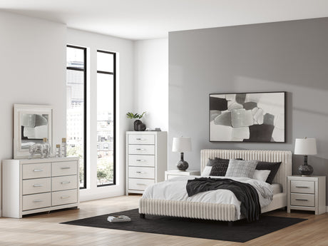 Zuraleus White Upholstered Platform Bedroom Set by Ashley at Eve Furniture