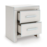 Zuraleus White Upholstered Storage Panel Bedroom Set with 2 Footboard Drawers by Ashley at Eve Furniture