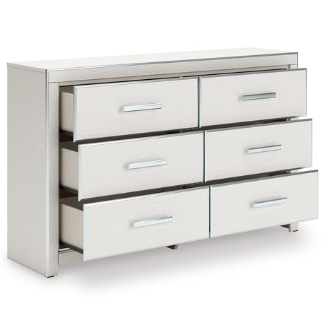 Zuraleus White Upholstered Storage Panel Bedroom Set with 2 Footboard Drawers by Ashley at Eve Furniture