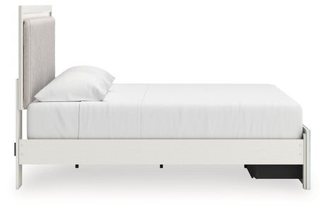 Zuraleus White Upholstered Storage Panel Bedroom Set with 2 Footboard Drawers by Ashley at Eve Furniture