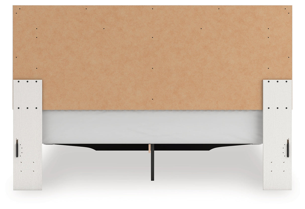 Zuraleus White Upholstered Storage Panel Bedroom Set with 2 Footboard Drawers by Ashley at Eve Furniture